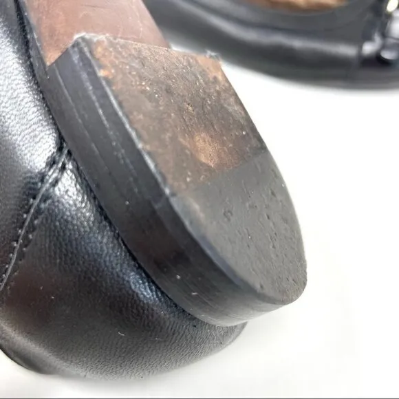 * AGL Black Toe Cap Buckle Ballet Flats Size 38 Made in Italy