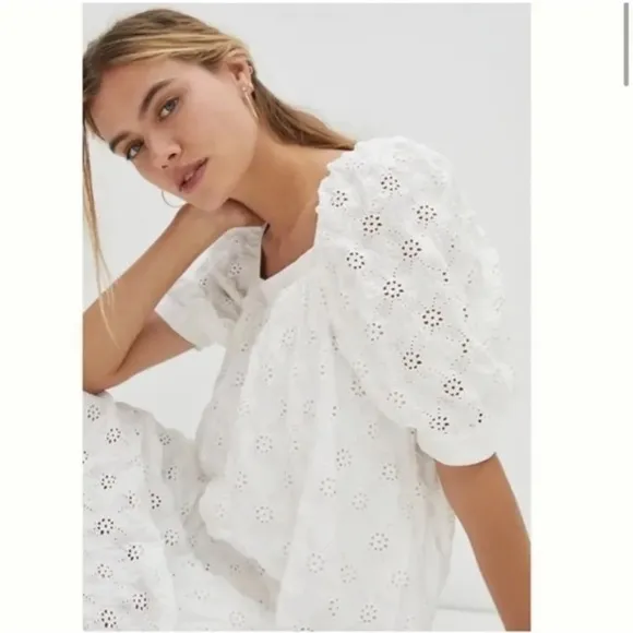 . Anthropologie Mauve Eyelet Mini Dress Size S