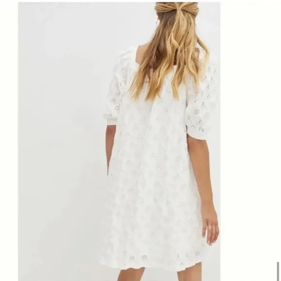 . Anthropologie Mauve Eyelet Mini Dress Size S