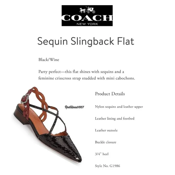🎁 Coach Holiday Flats With Sequins SlingBack 9.5 👠 🎁🥿🥿