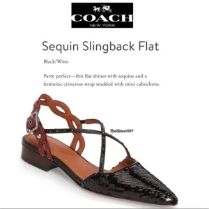 🎁 Coach Holiday Flats With Sequins SlingBack 9.5 👠 🎁🥿🥿