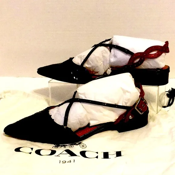🎁 Coach Holiday Flats With Sequins SlingBack 9.5 👠 🎁🥿🥿