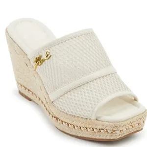 ✅ Karl Lagerfeld Paris Corissa Wedge Peep Toe Mule Ecru/White in Sz 10