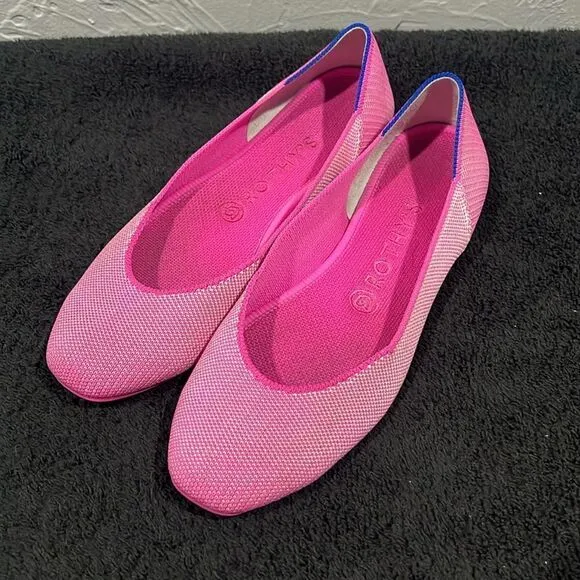 🔥 ROTHY’S Flats Square Toe Slipper Loafers -RETIRED Strawberry Ice Color -Sz 8.
