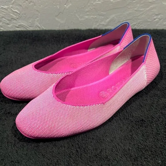 🔥 ROTHY’S Flats Square Toe Slipper Loafers -RETIRED Strawberry Ice Color -Sz 8.