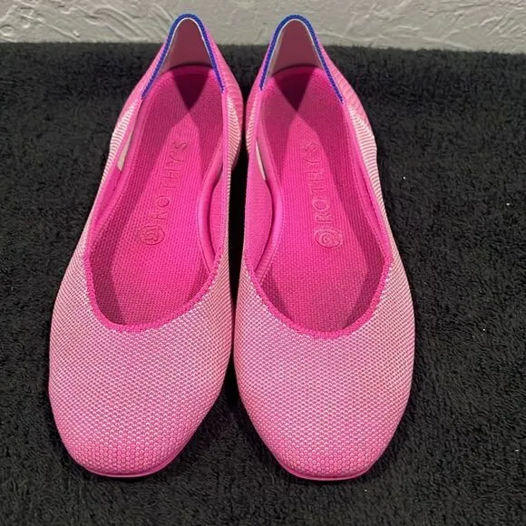 🔥 ROTHY’S Flats Square Toe Slipper Loafers -RETIRED Strawberry Ice Color -Sz 8.