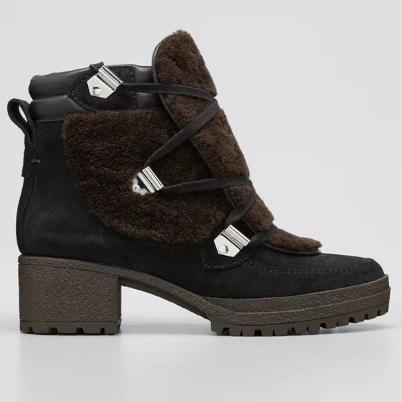 🆕 See by Chloe ‘Karla’ Shearling Hiking Boots in Black. Size EU 37