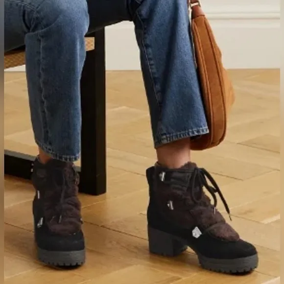 🆕 See by Chloe ‘Karla’ Shearling Hiking Boots in Black. Size EU 37