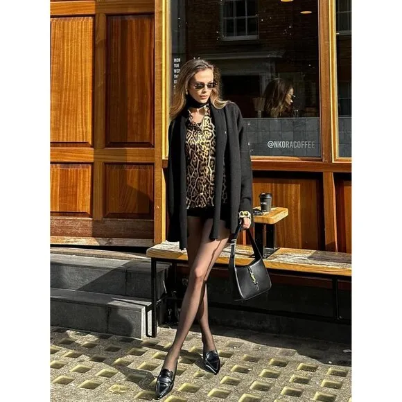 💫 Women Black Loafers Splicing Vintage Heels Slingback Pointed Toe Office Shoes