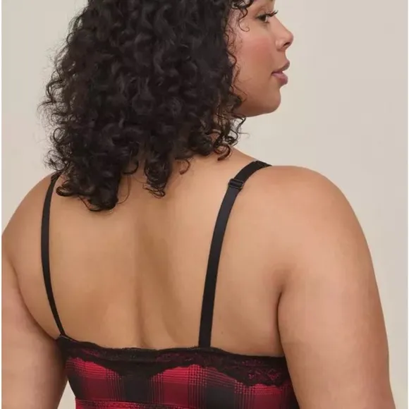 2 NWOT Red Epic Plaid Torrid Longline Bralettes, size 1 (14-16)