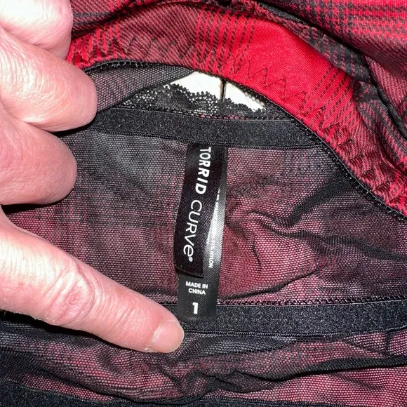 2 NWOT Red Epic Plaid Torrid Longline Bralettes, size 1 (14-16)