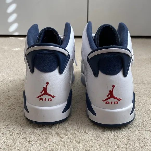 2024‎ Air Jordan 6 Retro Olympic White Midnight Navy (GS) 384665-164 Size 5Y