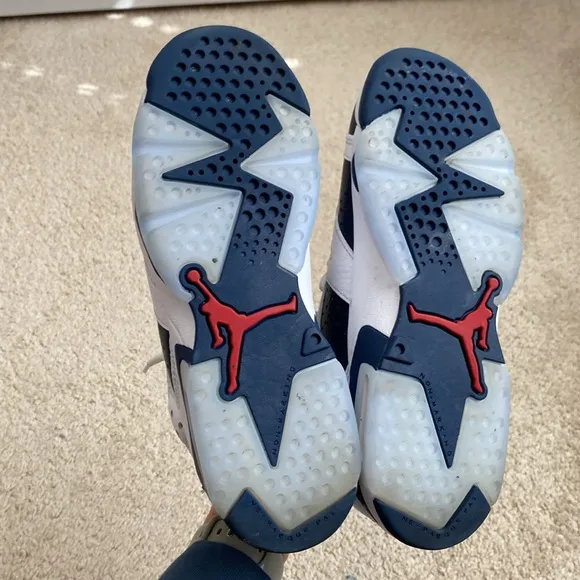 2024‎ Air Jordan 6 Retro Olympic White Midnight Navy (GS) 384665-164 Size 5Y