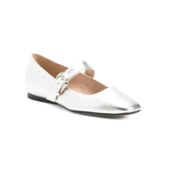 27 EDIT NATURALIZER Silver Leather Comfort Carter Mary Jane Flats