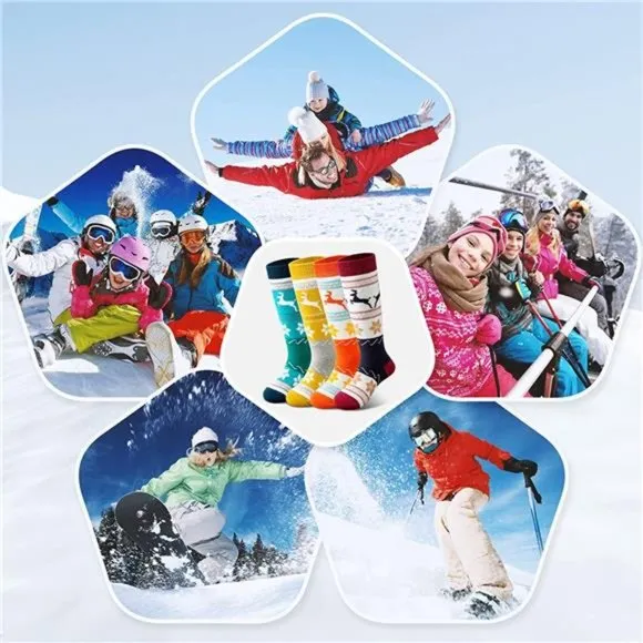 3 Pairs Kids Ski Socks Thick Warm for Winter Snow Skiing Snowboard Sports