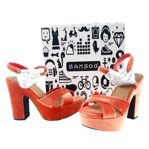 #430 NWT NIB BAMBOO Platform Sandals Sandbar Orange Velvet