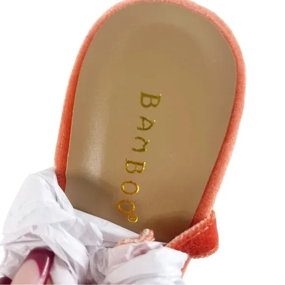 #430 NWT NIB BAMBOO Platform Sandals Sandbar Orange Velvet