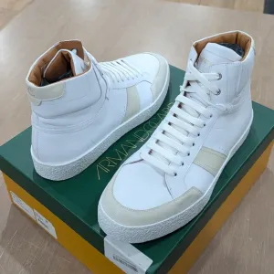 $480 Mens Armando Cabral &quot;Bafata&quot; Leather High-Top Sneakers White/Cream
