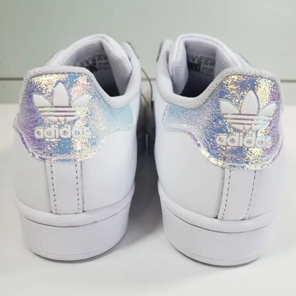 5.5Y Adidas Superstar Junior White Iridescent FV3139 Casual Sneakers