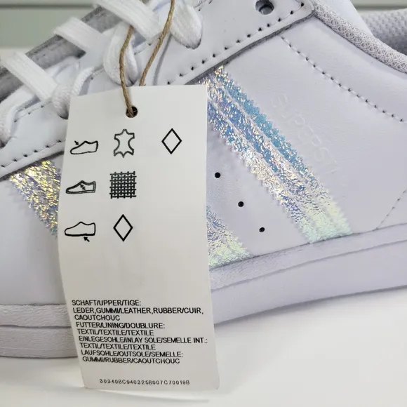 5.5Y Adidas Superstar Junior White Iridescent FV3139 Casual Sneakers