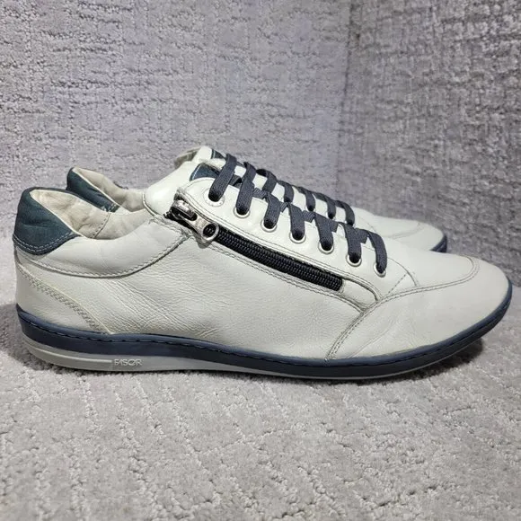 63 Fascar Exclusive Men's Size 10 Gray Navy Leather Lace Up Zip Casual Sneakers