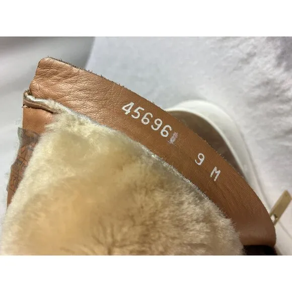 $700 Ret Size 9 Aquatalia Italy Nelle Shearling Cuff Boots Beige Sherpa