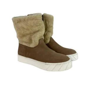 $700 Ret Size 9 Aquatalia Italy Nelle Shearling Cuff Boots Beige Sherpa