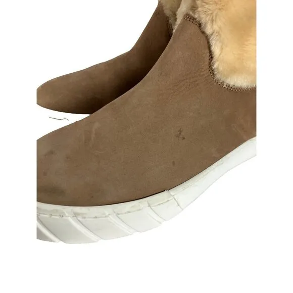 $700 Ret Size 9 Aquatalia Italy Nelle Shearling Cuff Boots Beige Sherpa