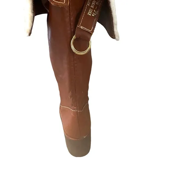 70’s Leather Convertible Shearling Wedge Boots Size 7.5