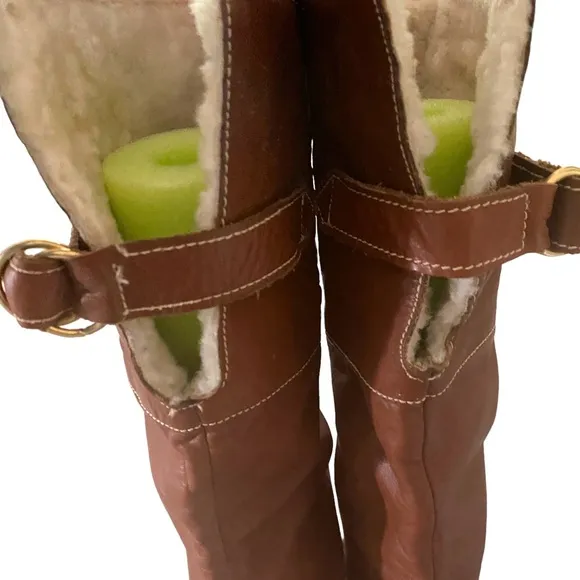 70’s Leather Convertible Shearling Wedge Boots Size 7.5