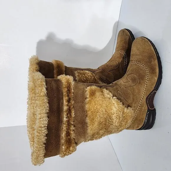 928 Sofft 1403655 Leather upper sock/Shearling Tan Boots Size 9MW