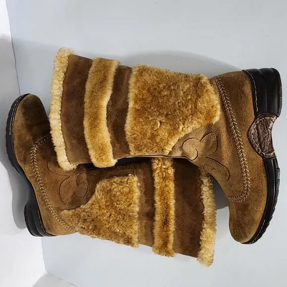 928 Sofft 1403655 Leather upper sock/Shearling Tan Boots Size 9MW