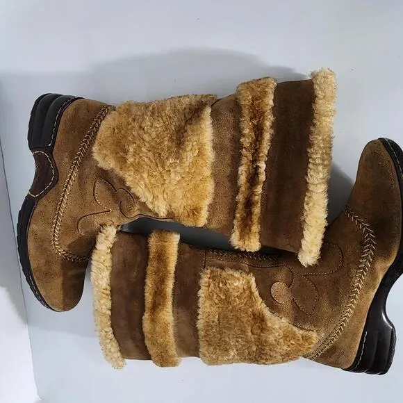 928 Sofft 1403655 Leather upper sock/Shearling Tan Boots Size 9MW