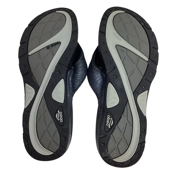 Abeo B.I.O. System Balboa Leather Thong Sandals Black