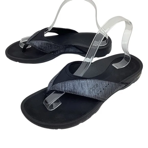 Abeo B.I.O. System Balboa Leather Thong Sandals Black