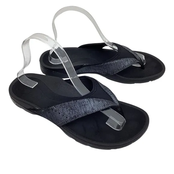 Abeo B.I.O. System Balboa Leather Thong Sandals Black