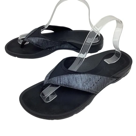 Abeo B.I.O. System Balboa Leather Thong Sandals Black