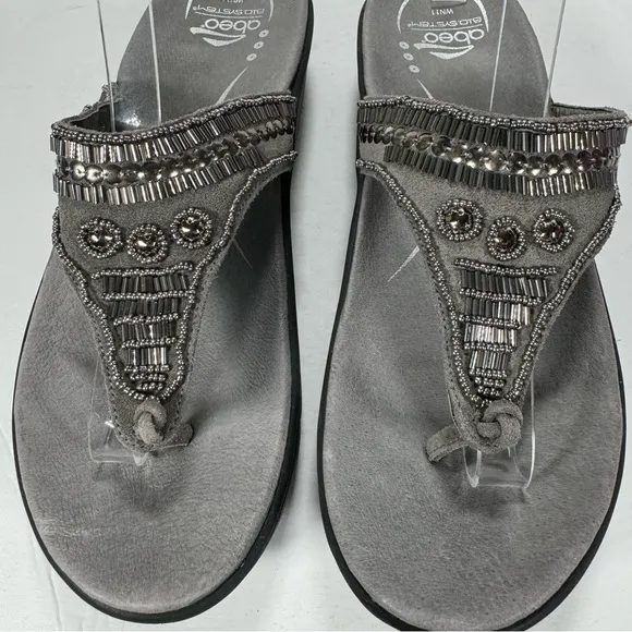 Abeo B.I.O. System Mystic Wedge Beaded Comfort Sandals Pewter Women’s Size 11