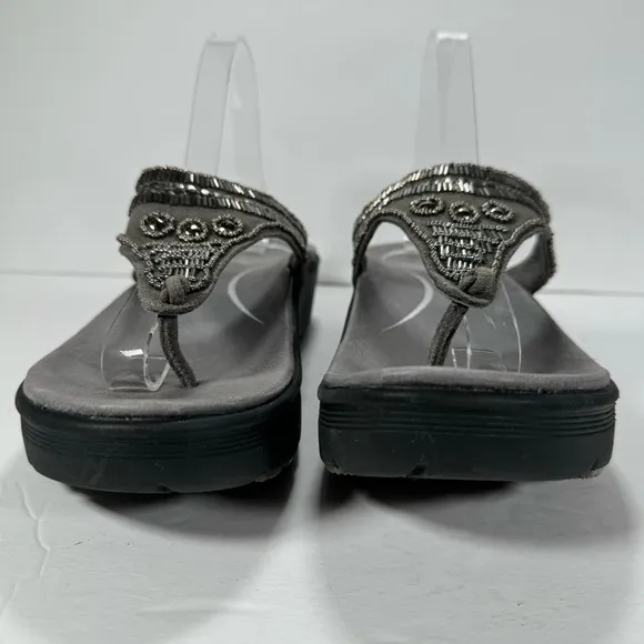 Abeo B.I.O. System Mystic Wedge Beaded Comfort Sandals Pewter Women’s Size 11
