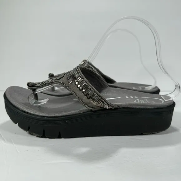 Abeo B.I.O. System Mystic Wedge Beaded Comfort Sandals Pewter Women’s Size 11