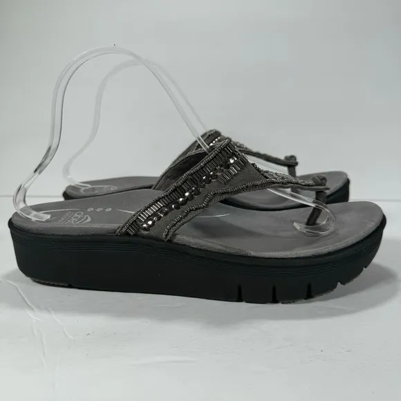 Abeo B.I.O. System Mystic Wedge Beaded Comfort Sandals Pewter Women’s Size 11