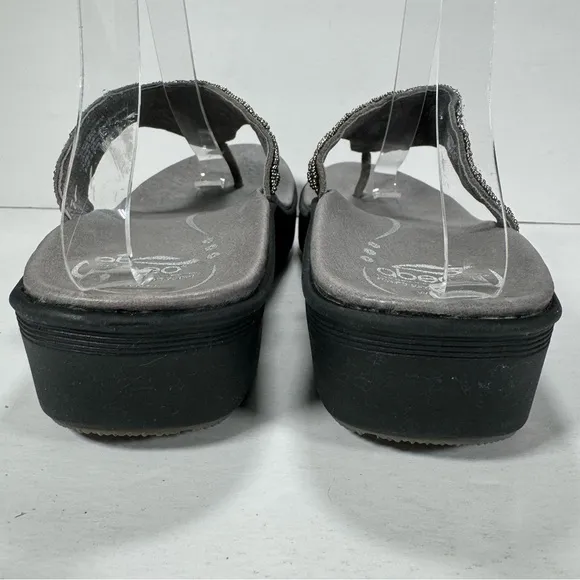 Abeo B.I.O. System Mystic Wedge Beaded Comfort Sandals Pewter Women’s Size 11
