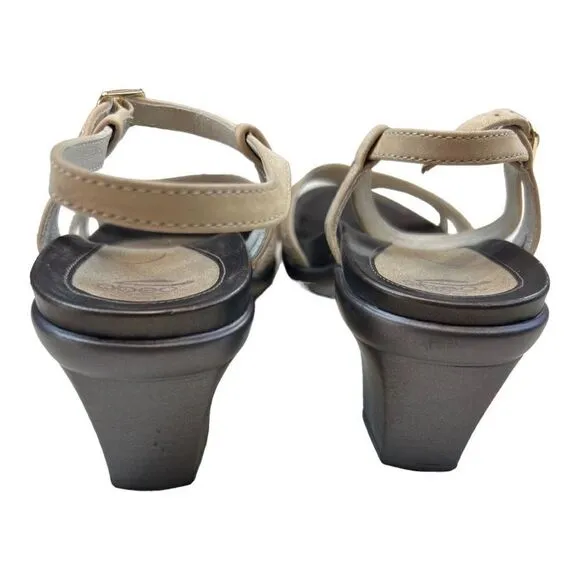 Abeo b.i.o.system Heel Sandals Womens 9 Tan Beige Glitz Grace Metatarsal Support
