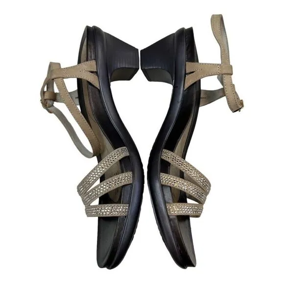 Abeo b.i.o.system Heel Sandals Womens 9 Tan Beige Glitz Grace Metatarsal Support