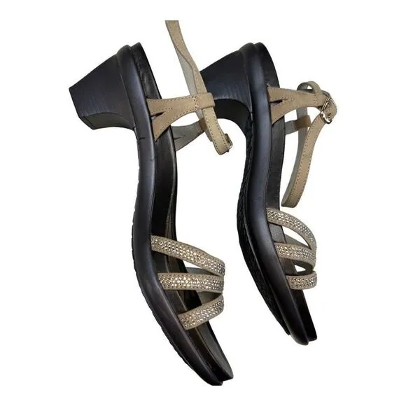 Abeo b.i.o.system Heel Sandals Womens 9 Tan Beige Glitz Grace Metatarsal Support