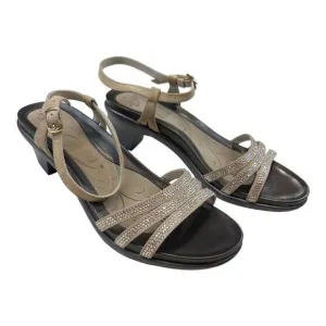 Abeo b.i.o.system Heel Sandals Womens 9 Tan Beige Glitz Grace Metatarsal Support