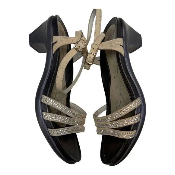 Abeo b.i.o.system Heel Sandals Womens 9 Tan Beige Glitz Grace Metatarsal Support