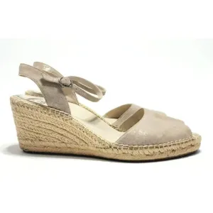 Abeo Dahlia New Sandals Spadrilles Strap Wedges Taupe Gold Size 10 Neutral Shoes