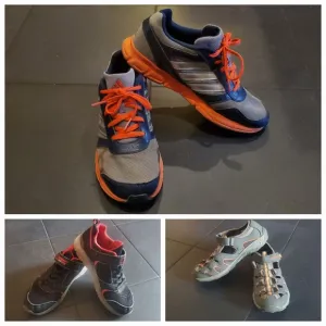 ADIDAS MERRELL SKECHERS lot of 3x athletic sneakers leather fabric youth size 5