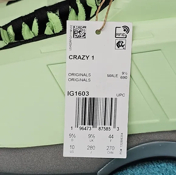 Adidas Originals Crazy 1 Kobe Bryant Retro Mint Green Basketball Sneaker Mens 10